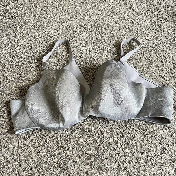 Cacique Back Smoother Underwire Balconette Bra Gray Lace Lane Bryant 46C - Picture 1 of 4